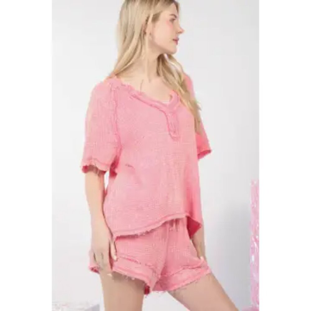 NWT  Plus Size matching top and short set CottonWashed Cotton Crinkle Gauze - Picture 11 of 11